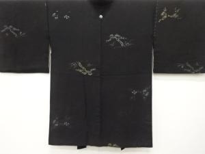 大正ロマン　漆　松に枝梅模様織り出し一つ紋羽織